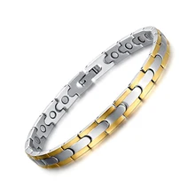 Meaeguet Sanos Magnéticos Pulseras y Brazaletes Joyería Para Hombres Mujeres Al Por Mayor de Los Hombres de Acero Inoxidable Cadena de la Mano del Oro y Negro