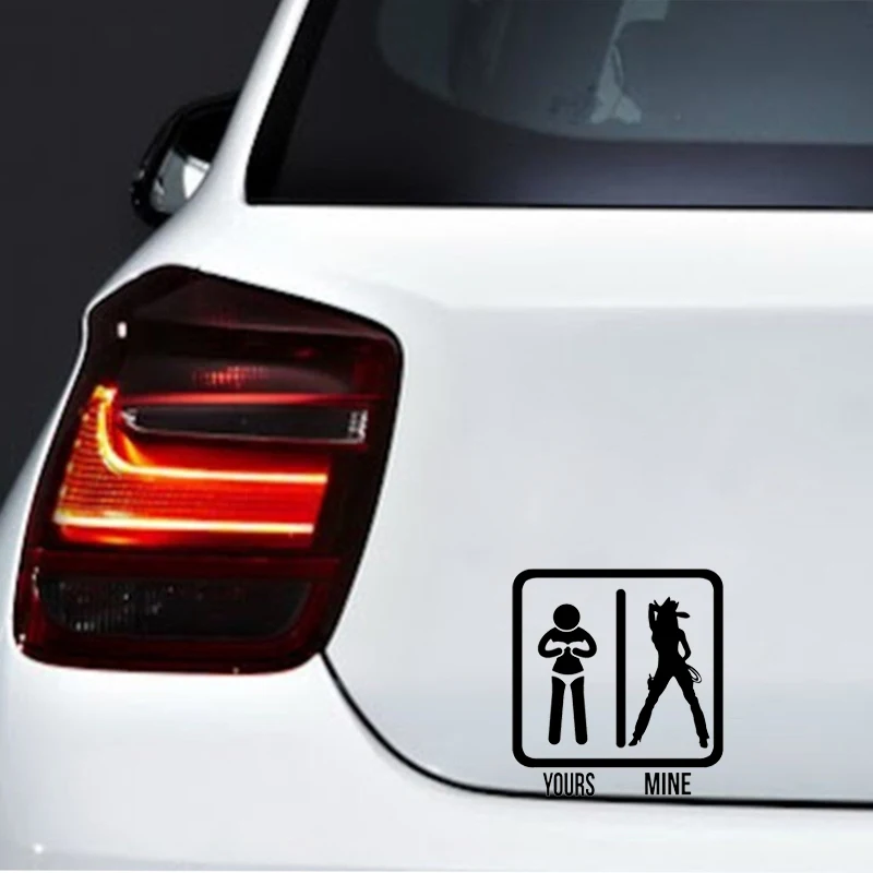 YJZT 10.1*10.9CM Sexy Hot Women Girl Adult Pinup Yours Mine Vinyl Car Sticker Decals Popular Motocycle Black Silver C20-0013