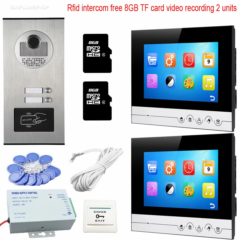 2 Buttons Rfid Camera Video Intercom With Recording 8GB TF Card Video Door Phone Doorbell intercom 7 2 Buttons Rfid Camera Video Intercom With Recording 8GB TF Card Video Door Phone Doorbell intercom 7