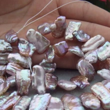 1 Пряди 10 мм x 19 мм Природный Фиолетовый пресной воды Кеши жемчуг бива Loose бусы 15"