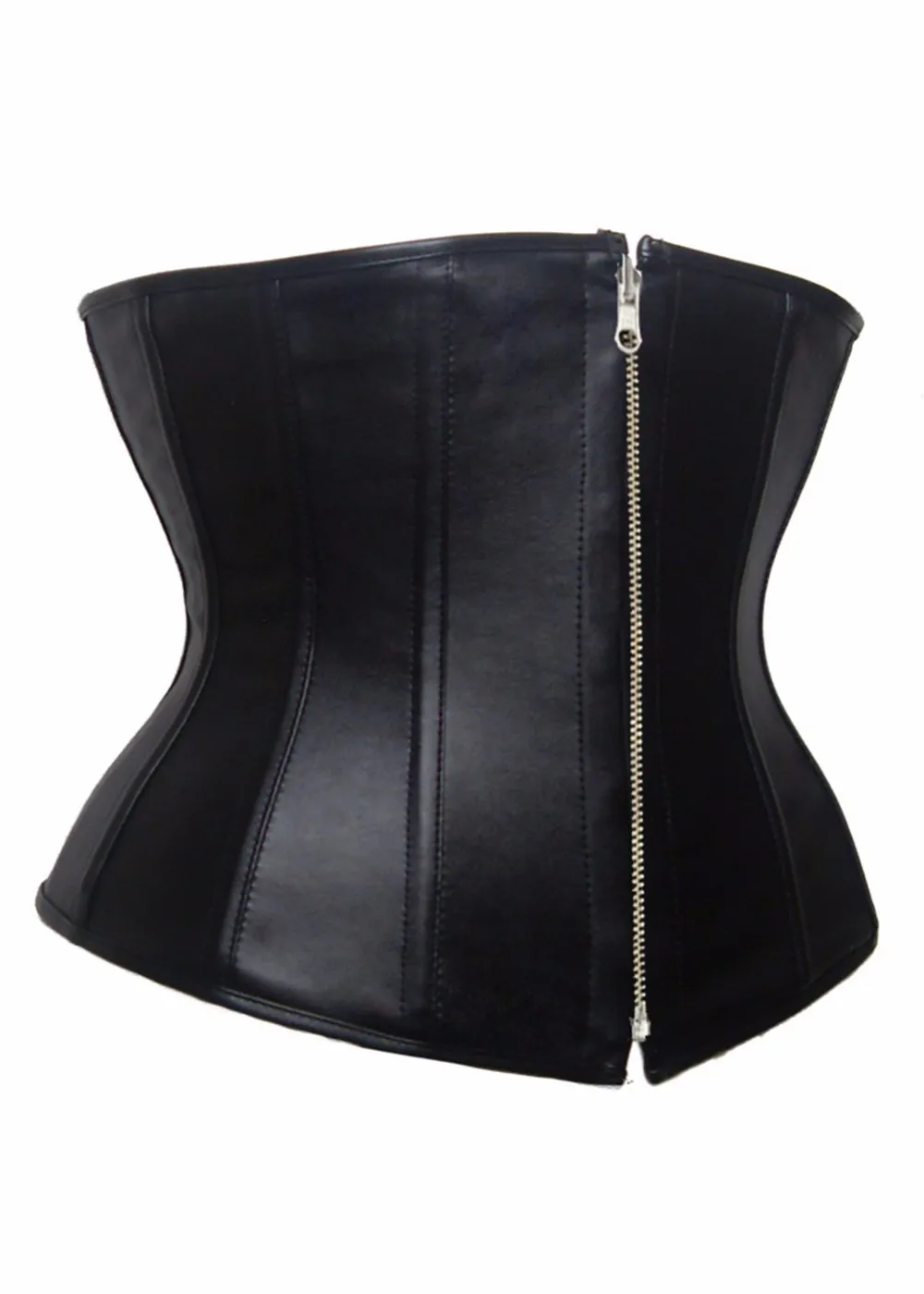 2018 Sexy Gothic Waist Cincher Plus Size Underbust Corset Busiter Black Leather Corpete Plus