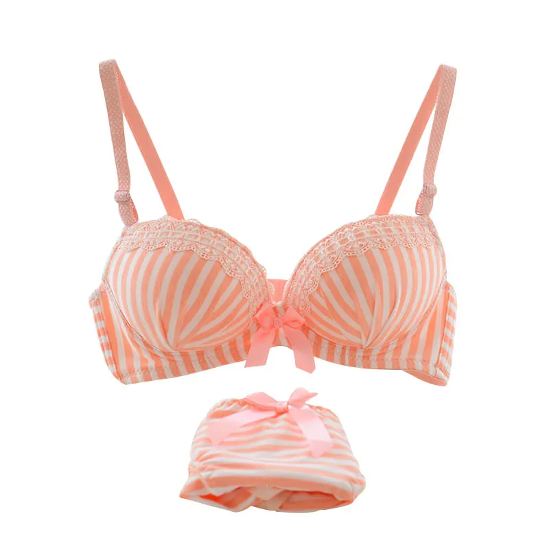 

Sexy Women 3/4 Cup Girls Sexy Striped Wire Free Bra + Panties Briefs Sets Underwear Lingerie Hot Selling