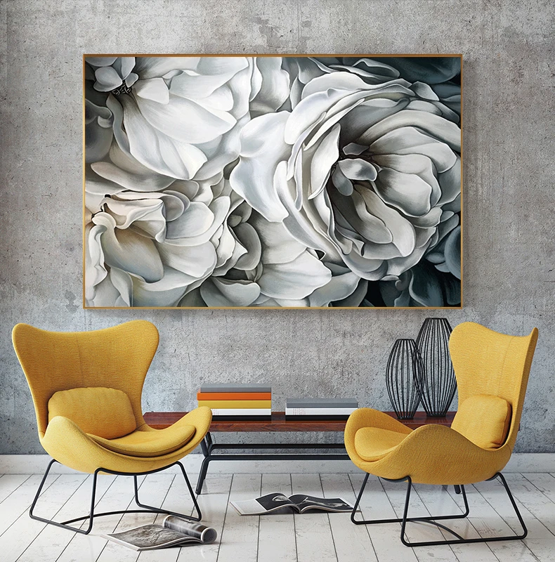 HD скандинавские картины на холсте с большой белой розой, настенные художественные картины для гостиной, Современное украшение для дома, плакаты для спальни и принты