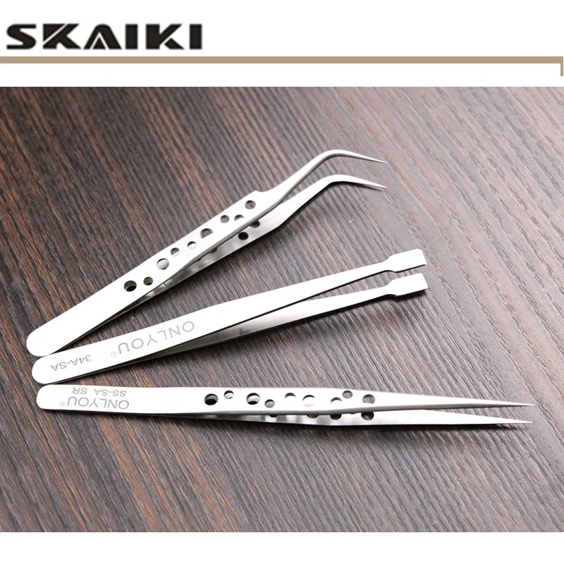 

stainless steel tweezers ONLYOU SA series tweezers High precision Golden tweezers for precision motherboard repair