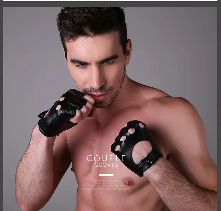 Высококачественные черные мужские перчатки из натуральной кожи, Нескользящие перчатки Luvas, мужские кожаные перчатки без пальцев