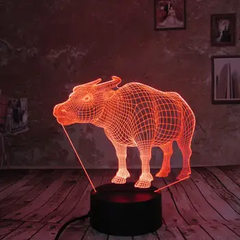 

Cute Cow Creative Shape Desk Lamp 3D Led USB Lamp 7 Color Changing Night Light Home Decoration kids Sleep Beside Table Lamp Gift