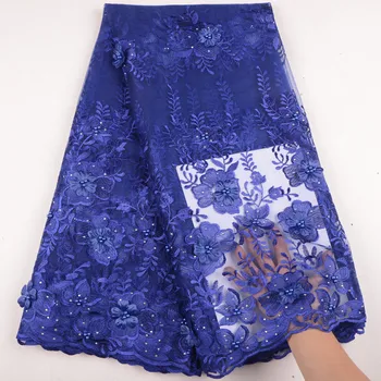 

Tulle Lace Lace Fabric For Dresses Embroidery Beads African Net Lace Fabric For Wedding Party Dress 5 Yards A1542