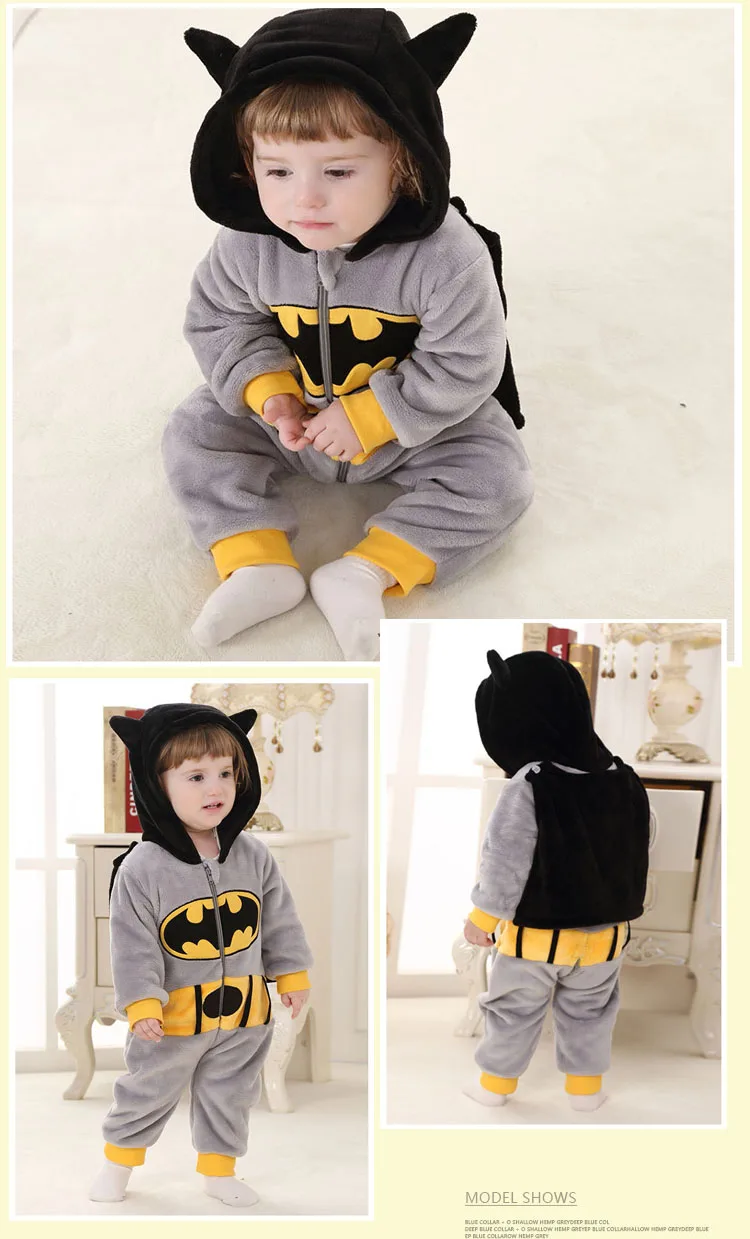 Baby Cartoon Rompers Newborn Hooded Toddler Clothing Boys Girls Minions Animal Jumpsuit Playsuit Costume Flannel Baby Rompers