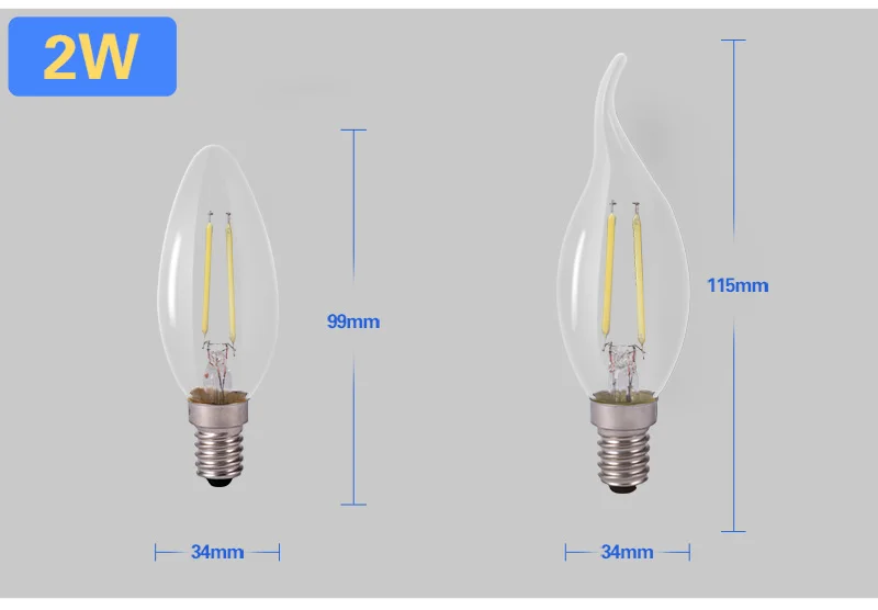 E14 светодиодный лампочка 3W 5 Вт свечи лампы 220 В пламя лампы 2 Вт 4 Вт Edison стеклянная лампа с нитью накаливания bombillas ампулы светодиодный E14 лампы для домашнего декора