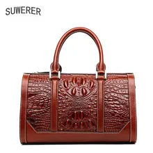 Новинка, женская сумка из высококачественной воловьей кожи, женские сумки из натуральной кожи, модные женские сумки через плечо с узором «крокодиловая кожа»