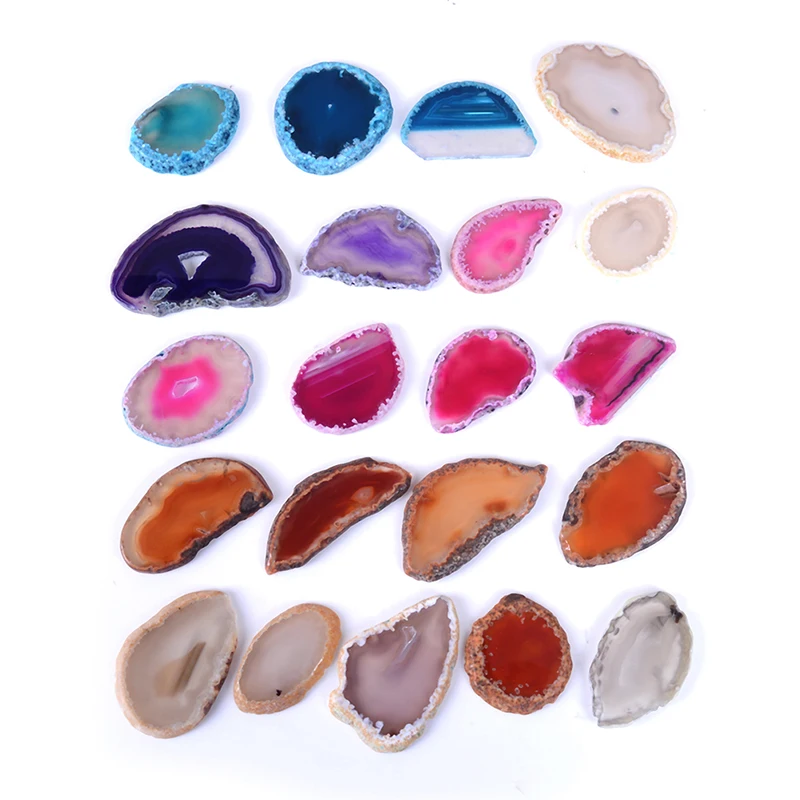 

1Pc Natural Agate Reiki Stone Quartz Pendant Mineral Home Decor Geode Polished Irregular Crystal Slice Brazil Healing