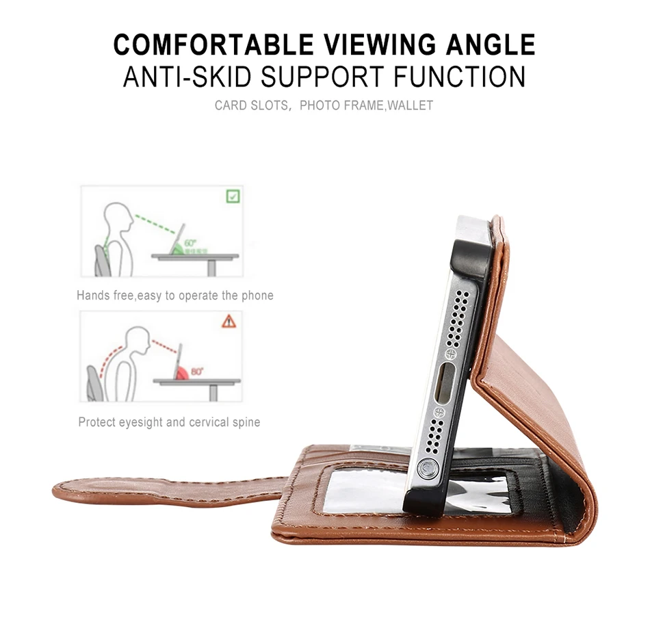 KISSCASE Wallet Pouch Style Flip Leather Case For iPhone 6 6S Plus 5 5S SE 5C 4 4S Photo Frame + Card Slots Stand Magnetic Cover (6)