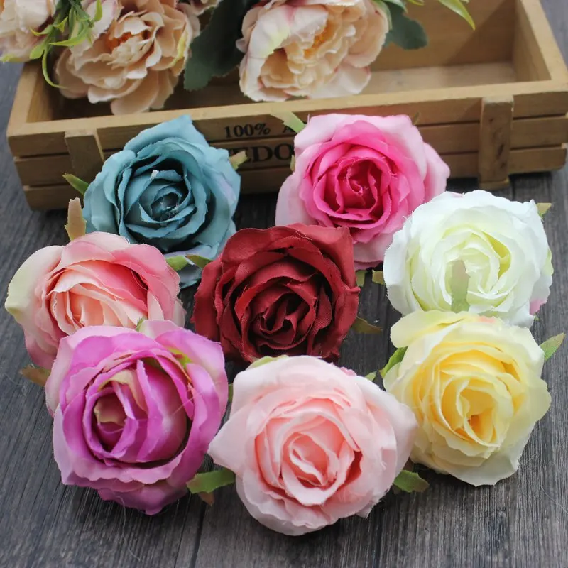 8PCS,7CM Head,Fake Roses Artificial Silk Rose Heads Flowers for DIY