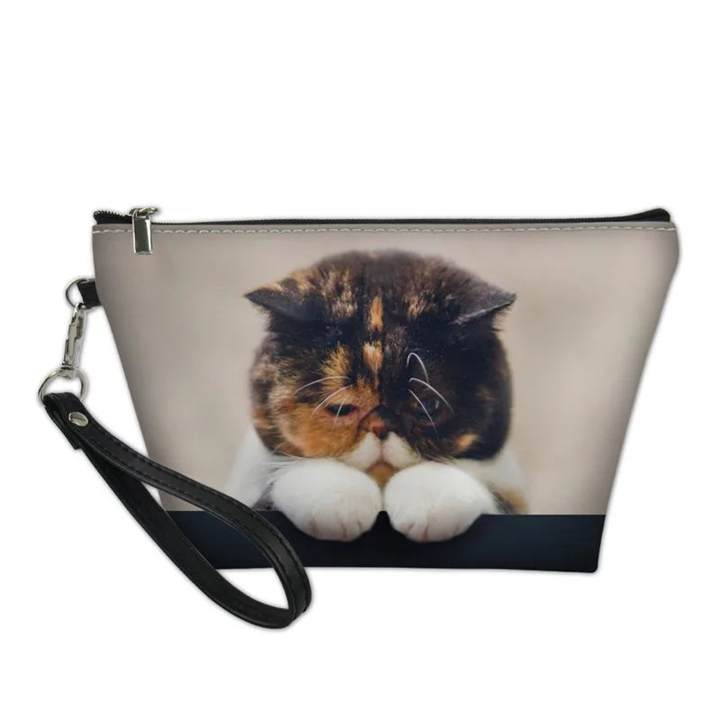 B0012Z8 FORUDESIGNS/женская косметичка для составляют милый кот путешествие искусственная кожа макияж Малый Организатор Случаи для девочек Kawaii Туалет поле - Цвет: B0012Z8
