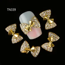 10 шт 3D Золото ногтей сплав декоративный бант Дизайн Блестящие Стразы для ногтей художественные наклейки TN339