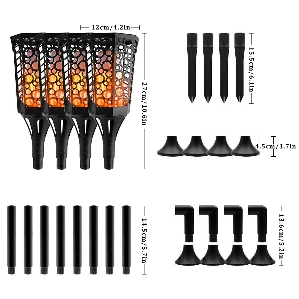 Солнечный свет факелы мерцающее пламя открытый прожектор для ландшафтного украшения водонепроницаемый освещение Рождество Сад Путь