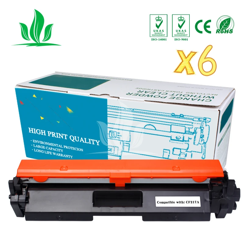 

6pcs CF217A 17A 217A Toner Cartridge Compatible for HP LJ Pro M102a M102W 102 MFP M130a M130fn 130 130fn M102 M130 with no chip