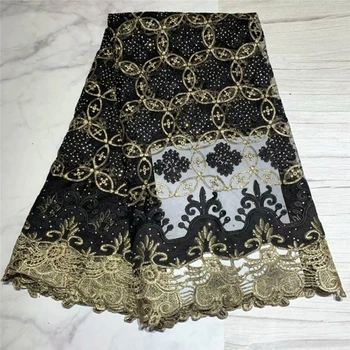 

5Yards/lot ESEWING High Quality Nigerian French Lace Fabric African Lace For Women Dress Black Color Africa Tulle Lace Fabric