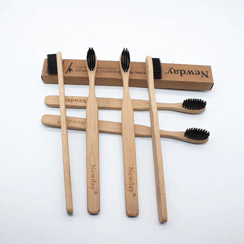 escova de dentes escova de cerdas macias de bambu natural de madeira de bambu fibra de bambu 50 pçs e lote bambu eco capitellum 2 Escovas de dentes