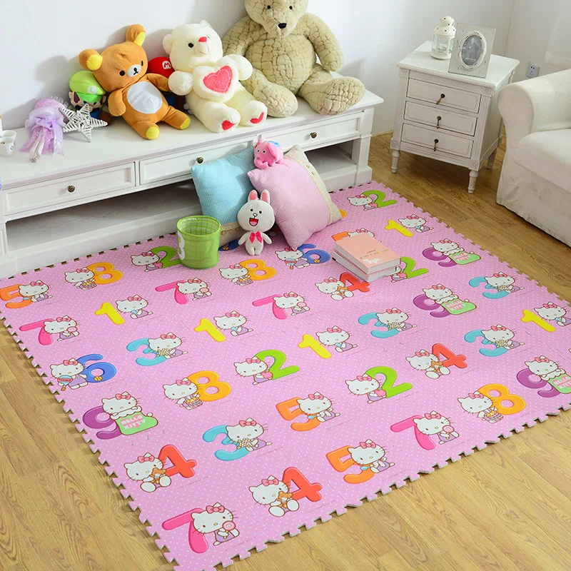 9pcs Hello Kitty Digital Ground Mat For Babies Eva Bathroom Carpet