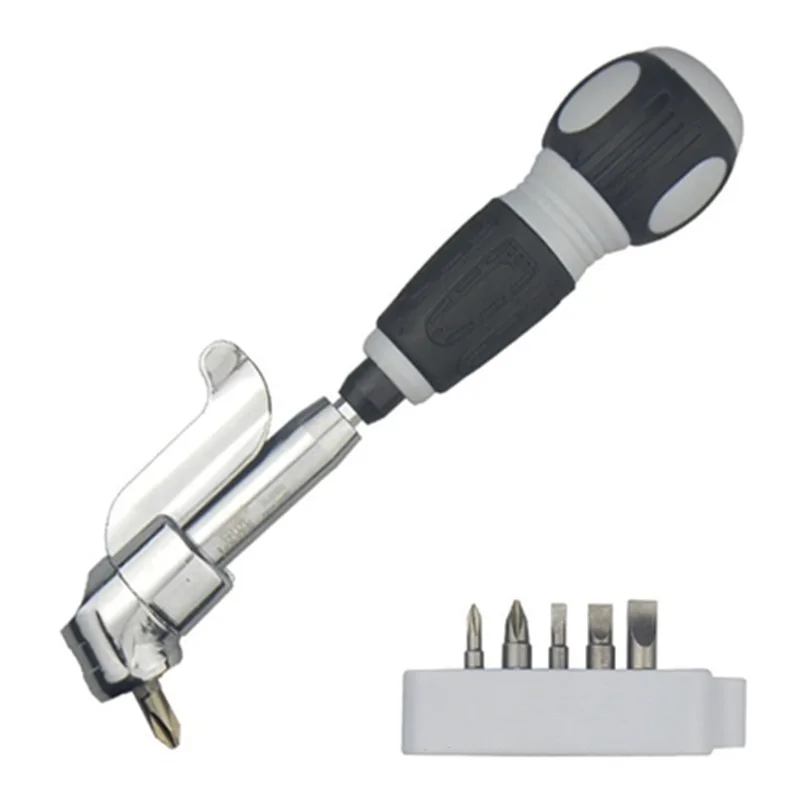 

7pcs Multifunctional Screwdriver Set with 6 Bits Adjusable Bend Batch Heads Magnetic Metric Labor-saving for Small Corners Gaps
