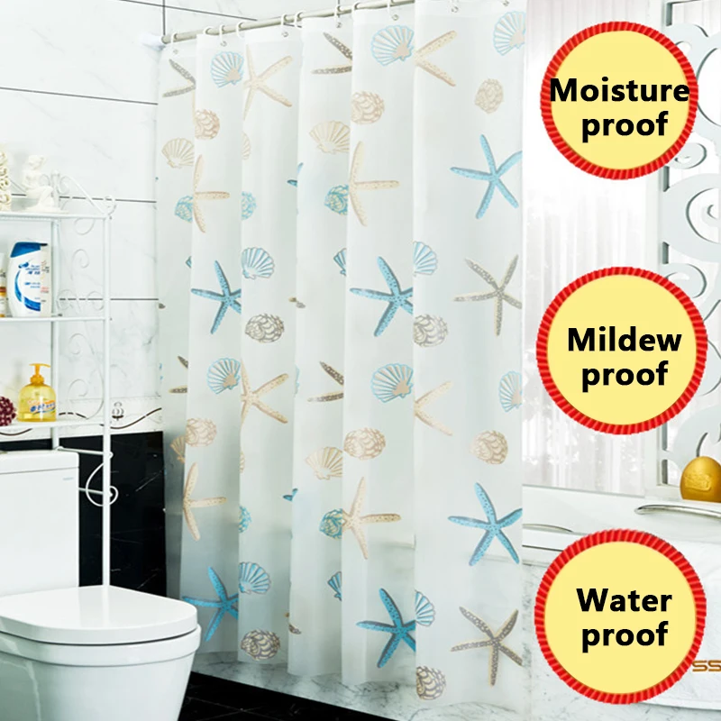 

Starfish Partition Fresh Waterproof Bathroom Shower Curtain Mildew-proof PEVA Shower Curtain Toilet Curtain