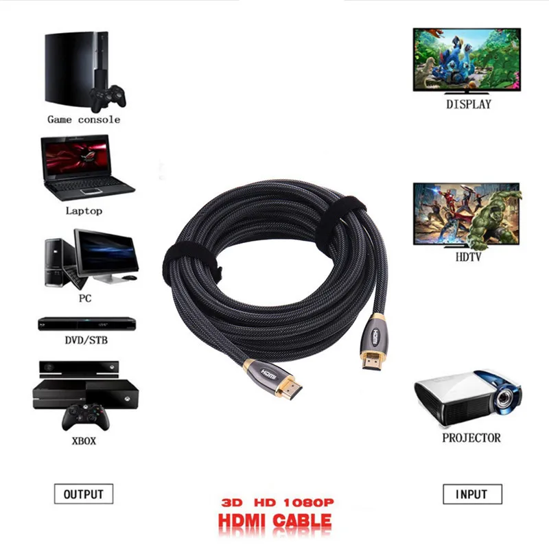 

HDMI Cable 1M 1.5M 1.8M 3M 5M HDMI to HDMI Cable HDMI 4K 1080P 3D for PS3 Projector HD LCD Apple TV Computer Cables