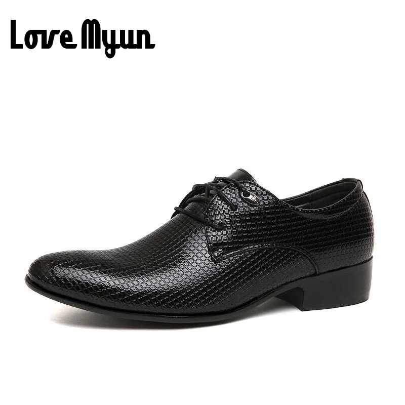 Корейский стиль Мужские модельные туфли мужские лакированные кожаные туфли на шнуровке черные свадебные работы Оксфорды мужские с острым носком пену на плоской подошве AB-48 - Цвет: AB43