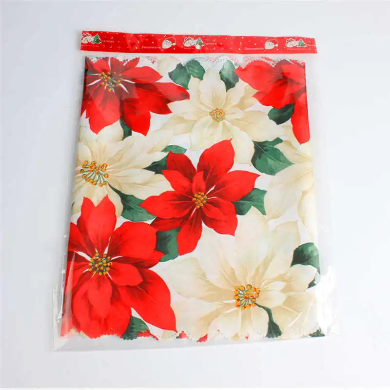 Decorative Christmas tablecloth Santa Claus Tapestry Poinsettia Table Runner 14x71 Inch Party Home Cloth Cover #2o18#f (1)