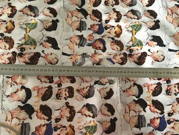 

108x50cm Classic characters man woman Cotton Fabric for Sewing Set Clothes Patchwor Material Hometextile