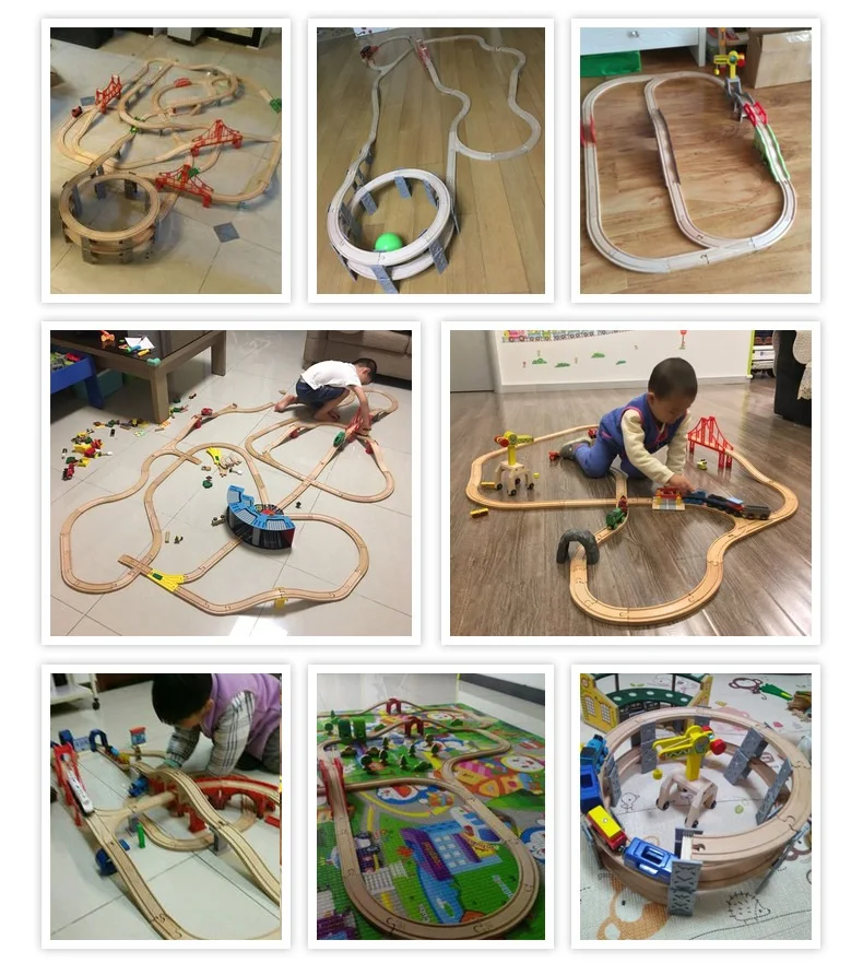 Деревянный трек набор железная дорога игрушка деревянный поезд трек аксессуары-расширение деревянный трек рельсы поезда дорожные игрушки для детей дропшиппинг