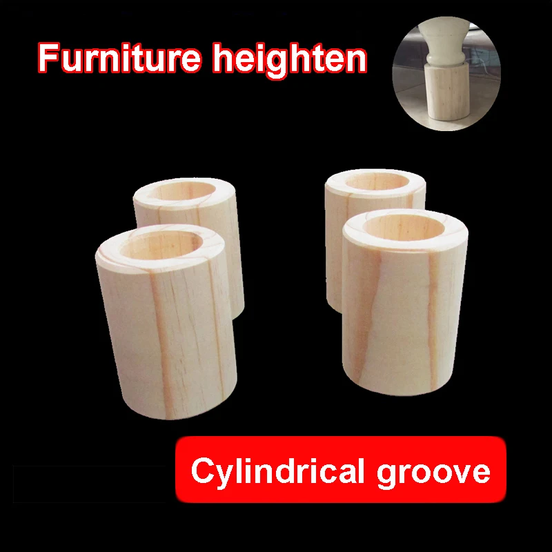 

4pcs Cylindrical Furniture Increased Pad Pine Wood Furniture Foot Pad Increased Sofa Bed TV Cabinet Stool Coffee Table Heighten