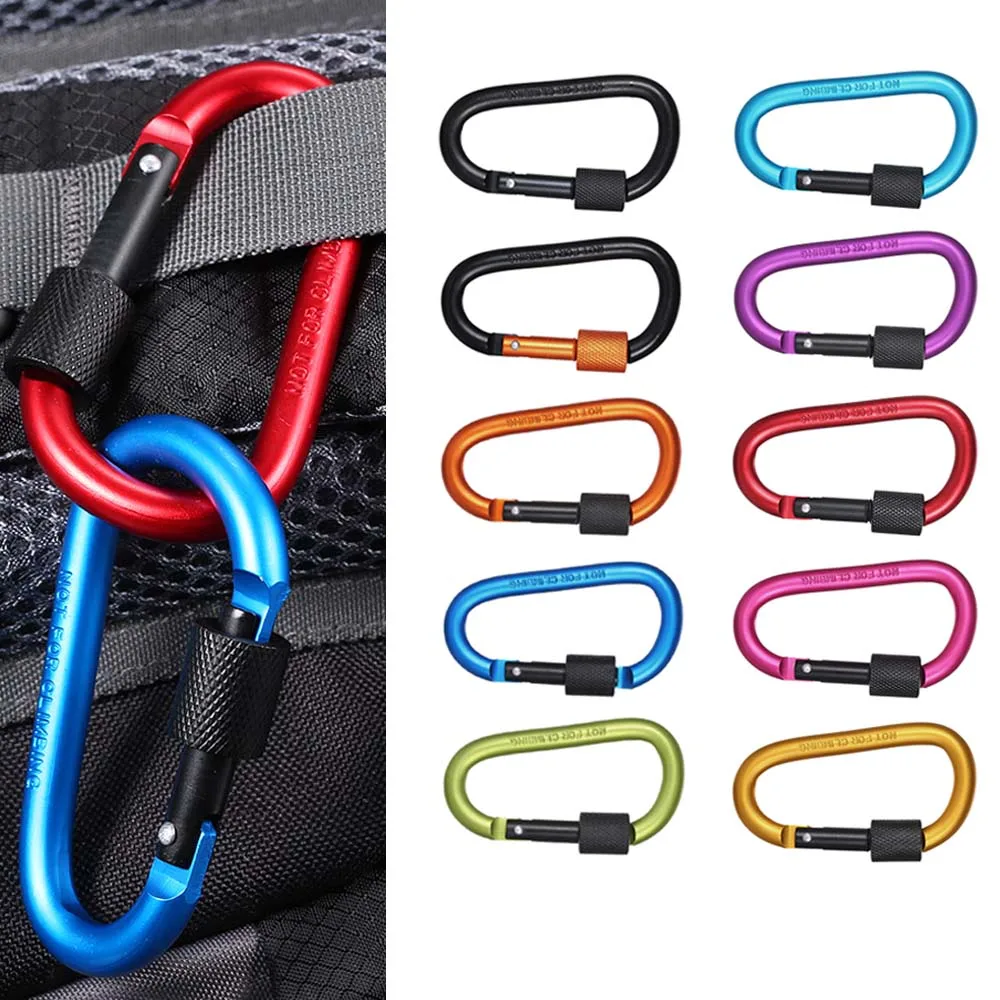 Ultra Strength Metal Locking Carabiners Clip Outdoor Backpack Hanging D Shape Buckle Keychain