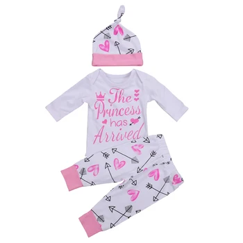 

Autumn Spring Kids Clothing New Style Baby 3PCs Suits Baby Girls Letter Printed Ramper Body suit&Flower Full Pants Set 0-24M