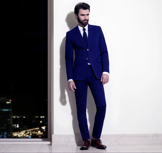 2018 Latest Coat Pant Designs Royal Blue Custom Formal Groom Blazer ...