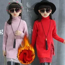 Infant Baby Girl T Shirts 2018 Winter O-neck Kids Tops Tees Plus Velvet Girls T shirt Cotton Sweet Lace Children Clothing 3t054
