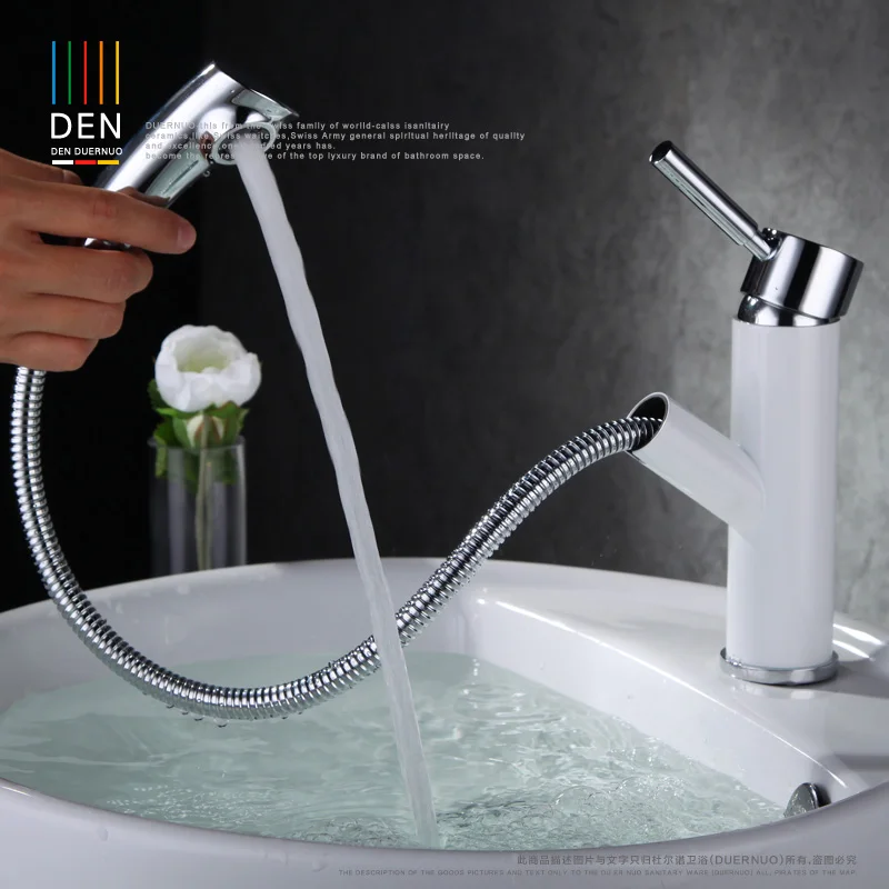 

Pull out faucet Design for Washing Hair and Face Polished Chrome Bathroom Faucet Basin sink Mixer Tap.