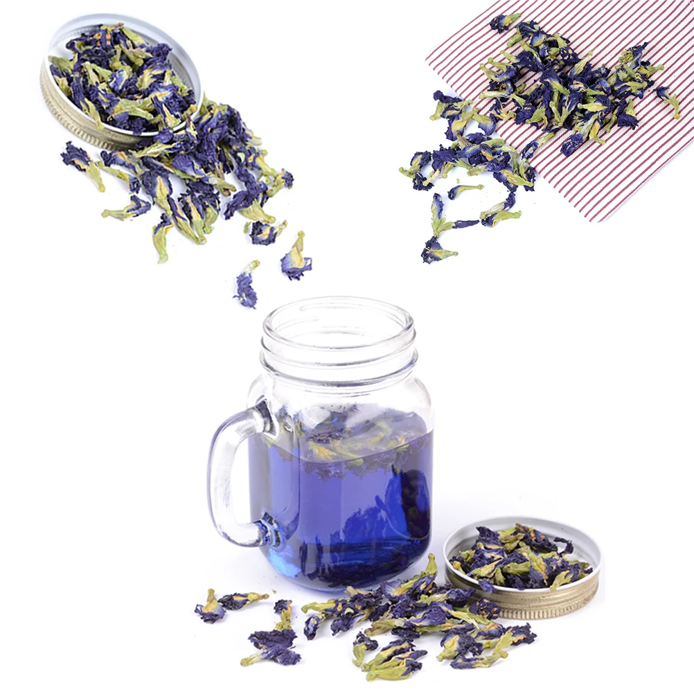 

100g/pack 50g/pack Vitamin A Mixed In Coffee Green Living thai Blue Butterfly Pea Tea Put In Tea Infuser Clitoria Ternatea Tea
