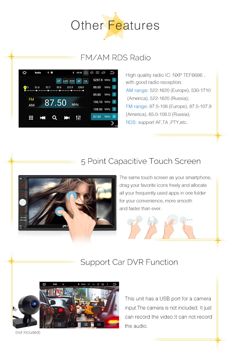 Excellent Pumpkin Android 8.0 Universal Car Radio 2 Din 7