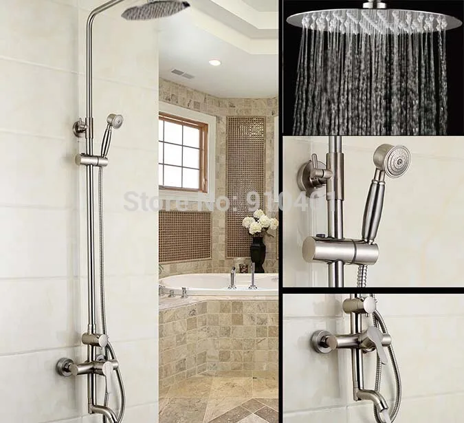 Luxury 8&quot Rain Shower Head Brushed Nickel Faucet Set Tub Mixer Tap 0000 | Дом и сад