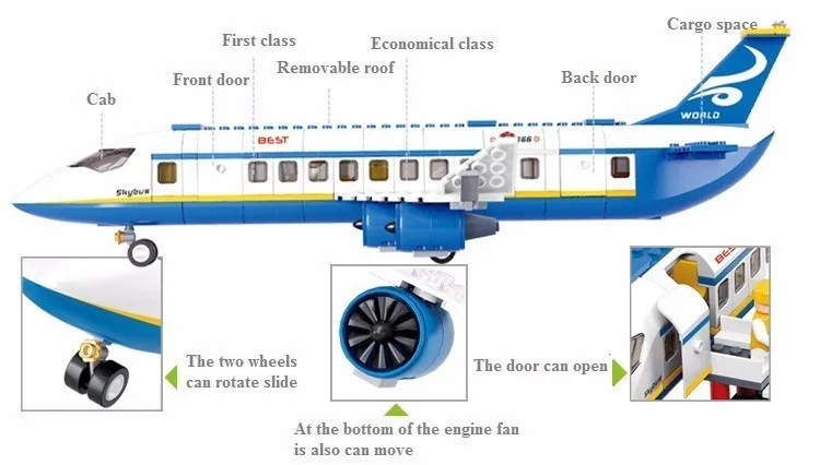 Sluban 0366 блоки Воздушный самолет пассажирский аэропорт строительные блоки Avitation мальчик любимые игрушки Сборка DIY Chilren Juguetes подарок