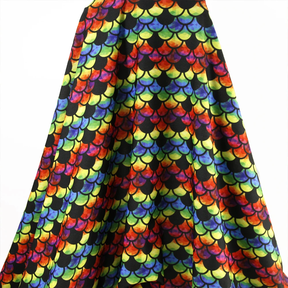 

David accessories 50*145cm Rainbow Fish Scale 4 ways stretch knit fabric for Tissue Kid Home textile for Sewing Tilda Doll,c1872