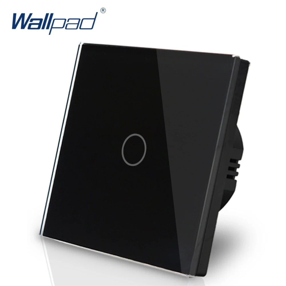 EU Standard Wallpad Black Touch Control Switches 1 Gang 2 Way Crystal