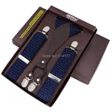 Мужские подтяжки 4 зажимы подтяжек регулируемые bretelles Y-Back ligas Tirantes подарок для Отца и Сына 3,5*115 см