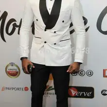 Модные белые мужские свадебные костюмы знаменитостей двубортный черный блейзер с лацканами 2 шт. смокинг жениха terno masculino