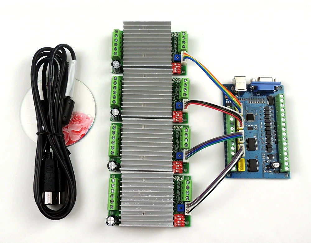 MACH3 USB CNC 5 оси 100 кГц Гладкий Степпер движения Управление карты коммутационная плата+ 4 шт. TB6600 1 Ось 4.5A Драйвер шагового двигателя доска