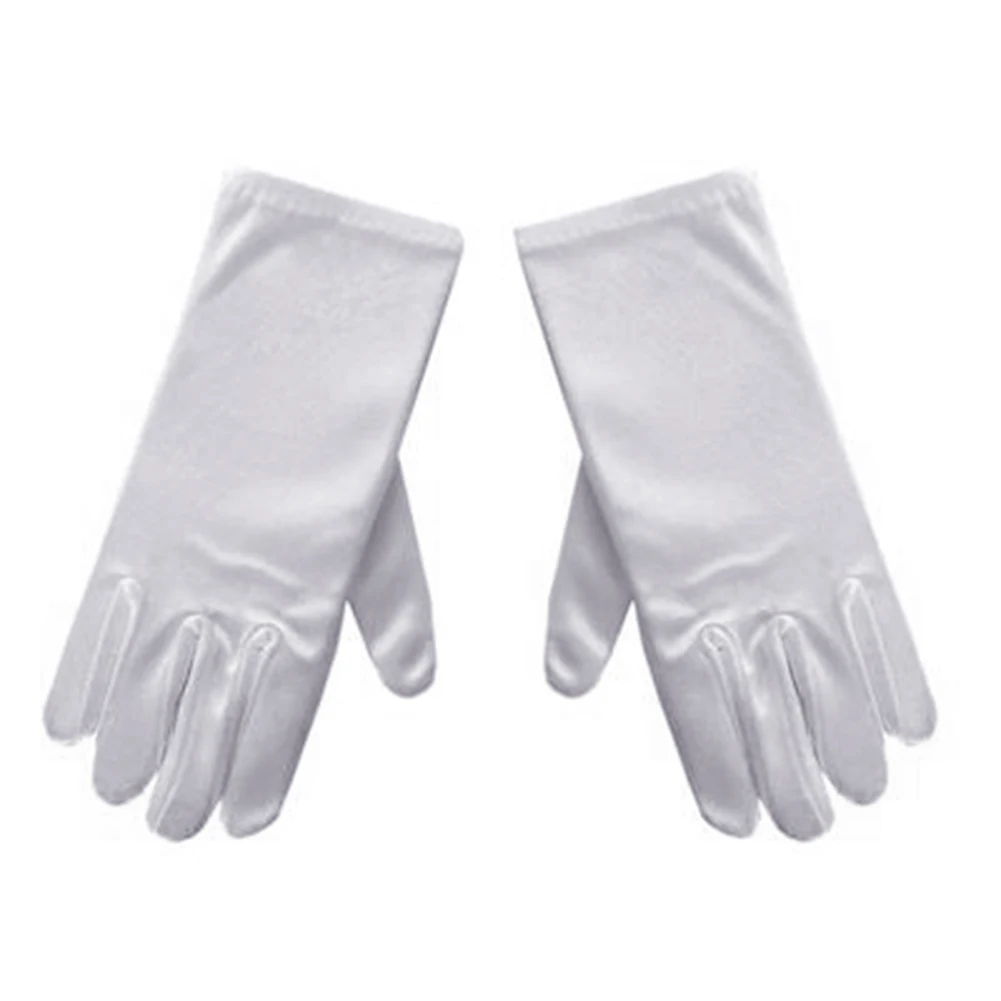

Kid Gloves White Short Satin Feel Boy Hold Flower Girl Performance Dance Elastic Gloves