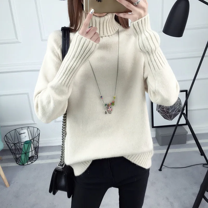 2018 Autumn new women sweater loose comfortable Pullovers Turtleneck solid color long-sleeved knitting female sweater ly0330 2018 Autumn new women sweater loose comfortable Pullovers Turtleneck solid color long-sleeved knitting female sweater ly0330