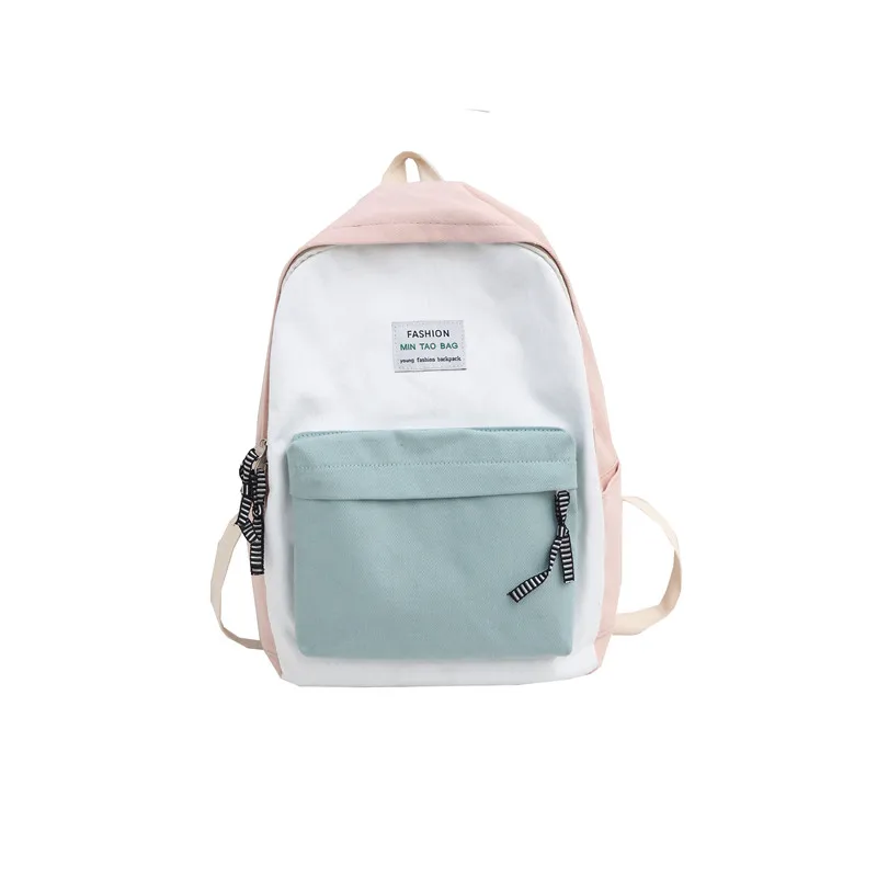 

2019 New Contrast Candy Canvas Backpack Fashion College Wind Student Women Bag High Capacity Traveling Backpacks Mochilas Mujer