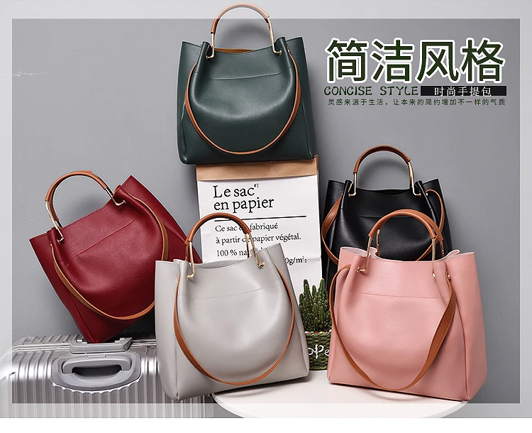 Brand Design Women Shoulder Bag Large Capacity Chain Bucket Handbags Quality PU Leather Women's Totes Shopping Bag sac a main